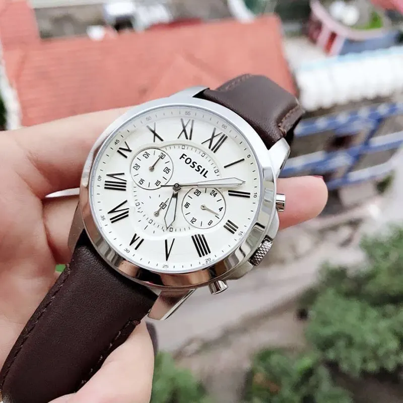 Fossil Grant Chronograph Cream Dial Men's Watch- FS4735